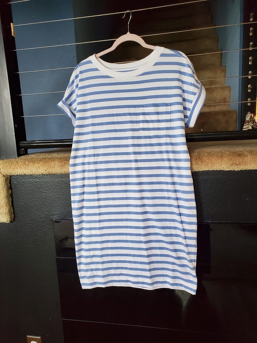 GAP Blue and White Striped Midi Dress